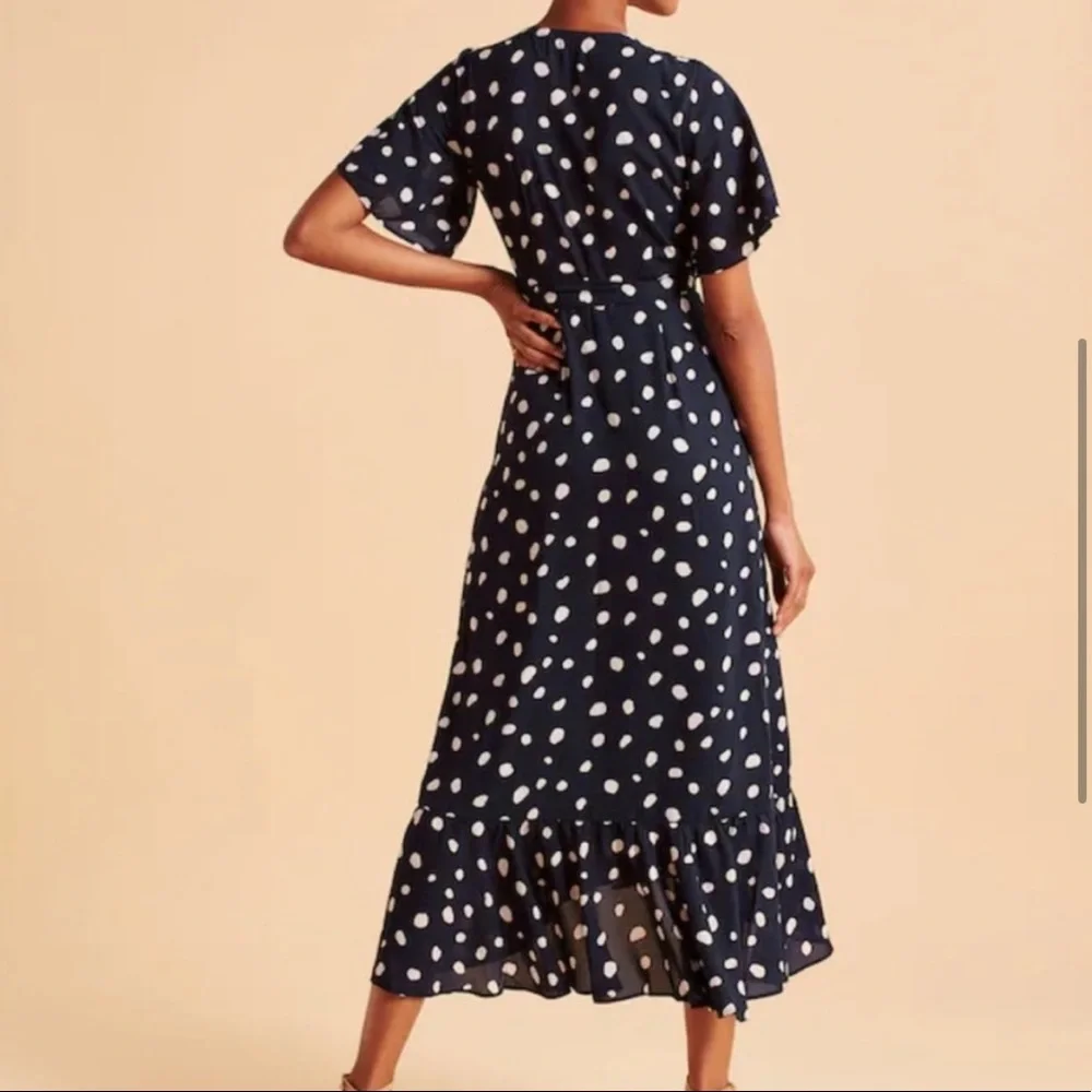 Abercrombie & Fitch Navy High Low Wrap Dress XSP - Picture 5 of 6